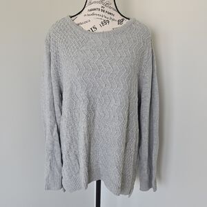 CJ Banks Light Gray V-Neck Sweater